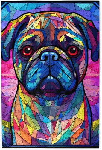 Miniatura 21 de Rompecabezas de Madera de Vidrio Colorido Manchado de Amantes de Perros Pastor Australiano de 1000 Piezas de Pintura Artística para Niños Adultos
