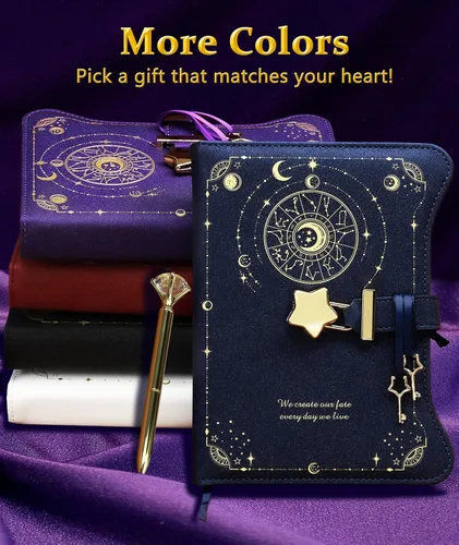 Miniatura 4 de Hoci Poci Diario con Cerradura y Llaves para Niñas Ideas de Regalo, Diario de 360 Páginas de Papel Kraft para Mujeres, Cuaderno Rellenable B6
