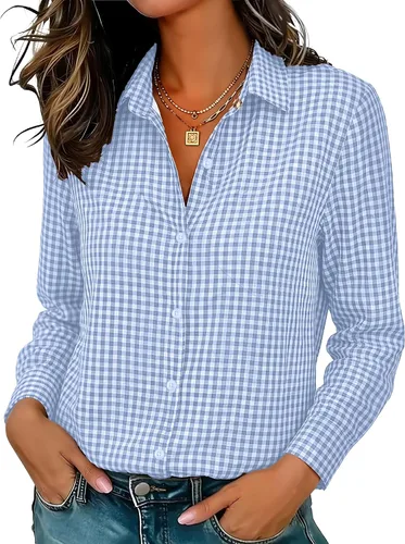Miniatura 4 de Camisas elásticas suaves sin arrugas con botones para mujer, tops transpirables que absorben la humedad para vestir casual de trabajo