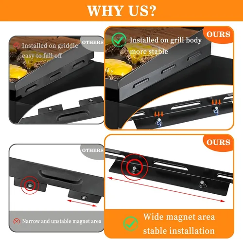 Miniatura 6 de Grisun Protectores de viento para parrilla Blackstone de 28 pulgadas, protectores magnéticos de viento de acero con recubrimiento en polvo