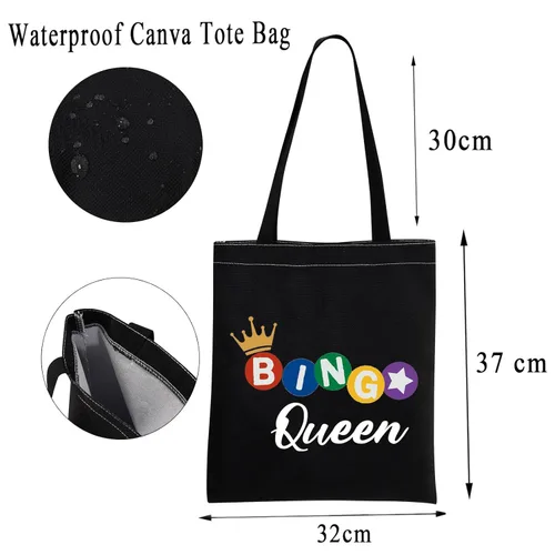 Miniatura 4 de MBMSO Bingo Queen Tote Bag Bingo Amante Regalos Divertidos Jugadores de Bingo Regalos Bingo Hombro Compras Bolsa de Bingo Juego de Jugador Regalo