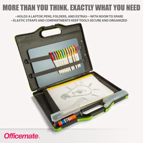 Miniatura 5 de Caja de almacenamiento tipo portapapeles para cargar todo, tamaño carta/oficio de Officemate OIC, Negro y verde