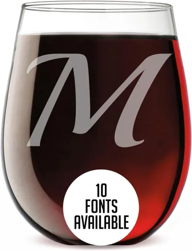 Miniatura 12 de Copa de vino personalizada sin tallo, grabada para el Día de la Madre, monograma circular, copa de vino personalizada para mamá, copas de vino
