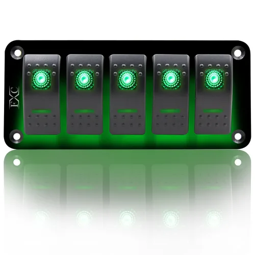 Miniatura 12 de FXC - Panel de interruptor basculante de aluminio de 6 bandas, interruptores de palanca de 5 pines encendido/apagado, 2 LED retroiluminados