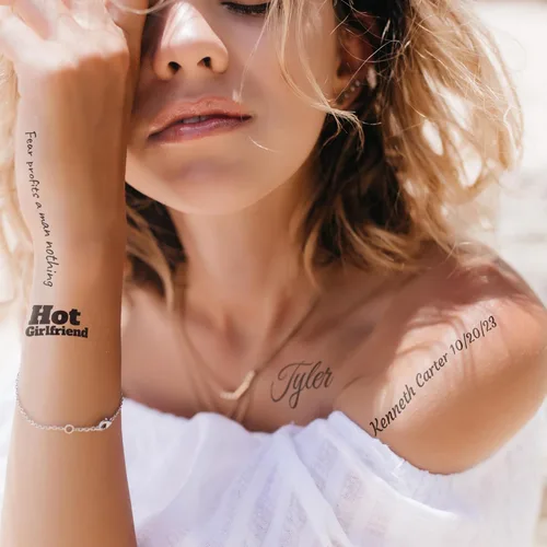 Miniatura 3 de Tatuaje temporal personalizado para adultos con nombre de texto personalizado, adhesivo de tatuaje falso para mujeres y hombres, tatuaje con nombre