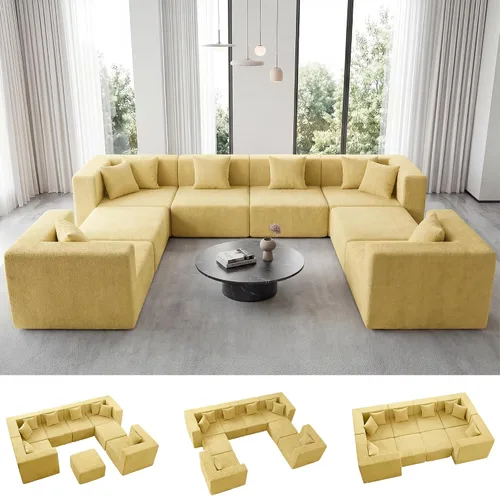 Miniatura 37 de MONVANE 55.5" Convertible Loveseat Sofa, 2-in-1 Boneless Sleeper Sofa Bed Futon Couch with Storage Pocket, Comfy Chenille Deep Seat Boneless Couch