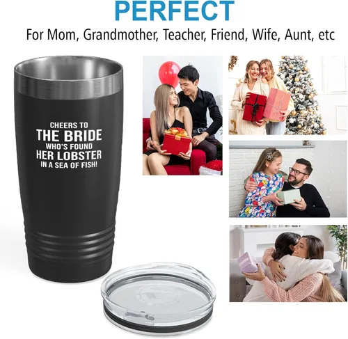 Miniatura 5 de Bride Tumbler 20oz Black -Found Her Lobster - Bride To Be Gifts Bridal Shower Wedding New Bride Mr Mrs Bachelorette Party Fiancee Newly Engaged