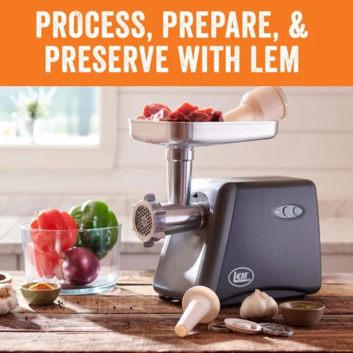 Miniatura 7 de LEM Productos # 8 Molinillo de carne de encimera, molinillo de carne eléctrico de aluminio de 575 vatios para uso doméstico, procesador de alimentos