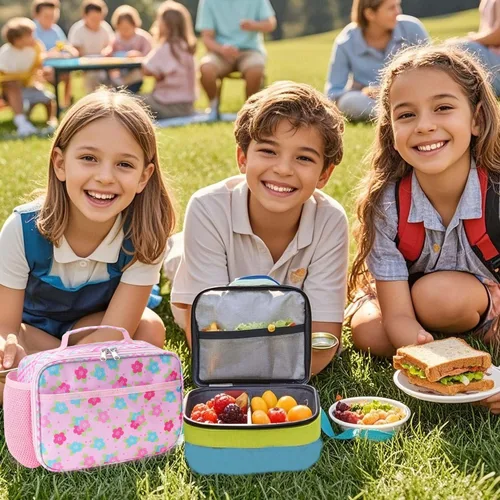 Miniatura 7 de RHCPFOVR Lonchera para niños – Lonchera aislada para niños y niñas, bolsa de almuerzo lavable y lonchera reutilizable para niños pequeños a prueba