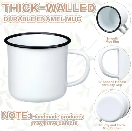 Miniatura 4 de Yinder 12 tazas de café de 5 onzas de metal pequeñas clásicas portátiles blancas de 5 onzas, tazas vintage a granel con asa para café, té, picnic