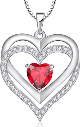 Miniatura 13 de RIVIKO Collar con símbolo de corazón infinito para mujer, plata de ley 925, delicado colgante de corazón para el día de San Valentín, día