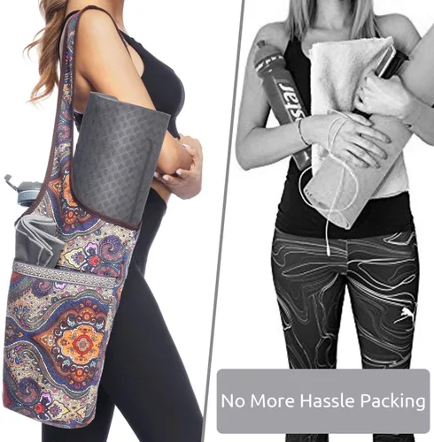 Miniatura 4 de Ewedoos Canvas Yoga Mat Bag Fits Most Mats Yoga Bag with Large Storage Pockets to Hold More Accessories Ideal for Pilates Workout Gifts & Travel