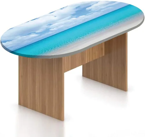 Miniatura 16 de XISUNYA Mantel ajustable ovalado de poliéster elástico, decoración del océano, mantel ajustable con estampado de playa y isla tropical, se adapta a