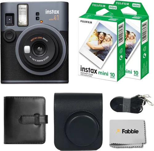 Fujifilm Instax Mini 41 - Paquete de cámara de película instantánea con estuche Groovy, película de paquete doble (20 hojas), álbum de fotos (32