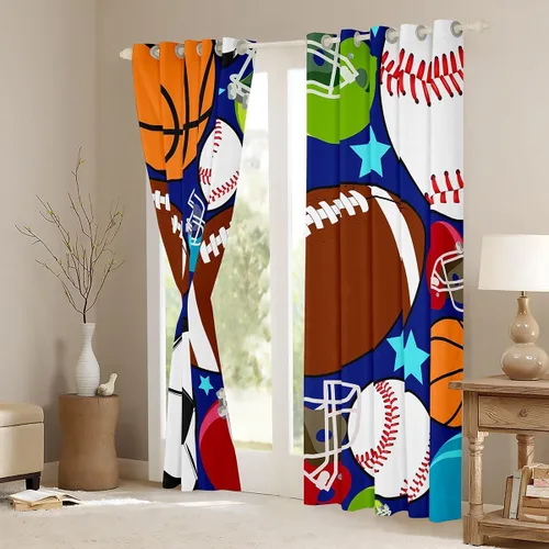 Miniatura 3 de Feelyou Cortinas deportivas para niños, para dormitorio, fútbol, baloncesto, tenis, béisbol, ropa de cama para niños, adolescentes, tratamiento