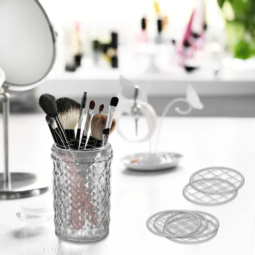 Miniatura 9 de DLAND Paquete de 20 tapas de rejilla con arreglos florales para tarros Mason – Insertos de rana de flores de metal resistentes al óxido con rejillas