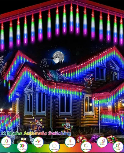 Miniatura 2 de EAGWELL Luces de Lluvia de Meteoros de Navidad, 20 en 20 Tubos Luces de Lluvia en Cascada con Cambio Automático con 12 Modos, Decoración Navideña