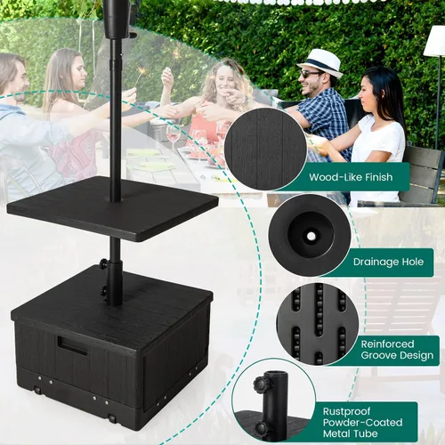 Miniatura 6 de Giantex Mesa auxiliar para exteriores con soporte para paraguas, bolsa con peso rellenable de 175 libras, bandeja de mesa ajustable para paraguas, 2