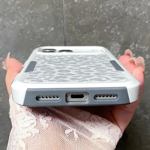 Miniatura 6 de Funda magnética para iPhone 17 Pro, compatible con Magsafe, lindo estampado de leopardo blanco guepardo, resistente, resistente, protección