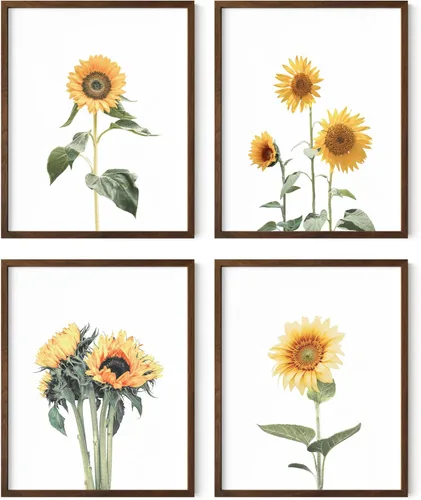 Miniatura 40 de HAUS AND HUES Arte de pared floral gris, juego de 4 pósteres de plantas para pared vintage, impresiones botánicas, cuadros de flores en blanco