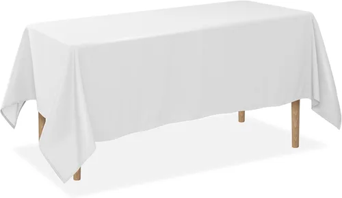 Miniatura 33 de Lann's Linens - Mantel rectangular de tela de poliéster de primera calidad para bodas, banquetes y restaurantes Blanco