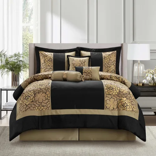 Miniatura 8 de Stratford Park Juego de ropa de cama cálido y vibrante de 10 piezas, color borgoña, tamaño Queen, cálido, 100% poliéster, falda de cama, almohadas