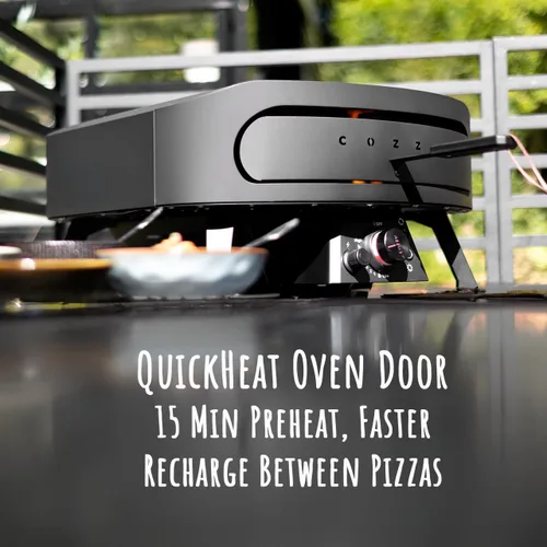 Miniatura 5 de Cozze Horno de pizza de gas de 13 pulgadas con piedra giratoria para pizza fácil estilo restaurante en casa – Quemador triple, termómetro integrado