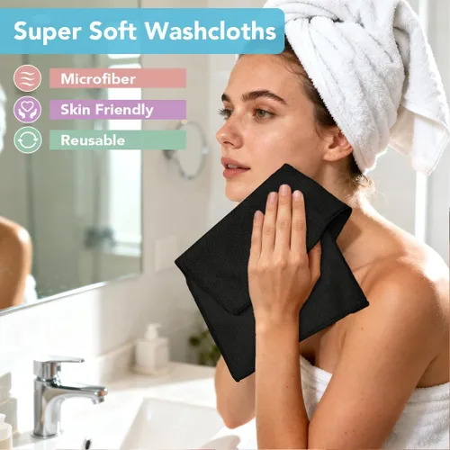 Miniatura 4 de Orighty Paquete de 5 toallas faciales de microfibra, altamente absorbentes y suaves al tacto, toallas de mano para baño, hotel, spa y gimnasio, 11.5