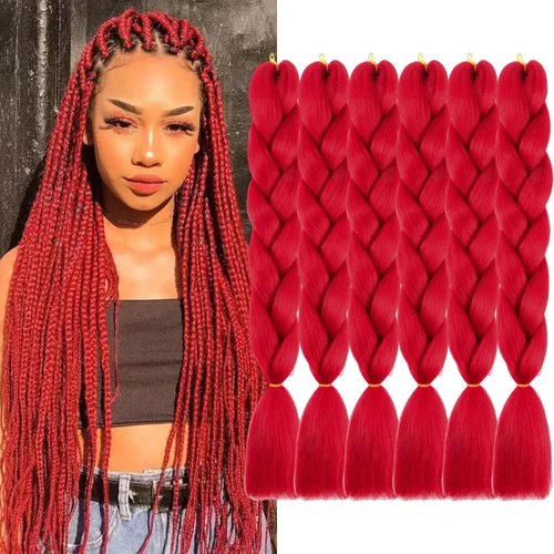 Miniatura 49 de Beige (613#) 6 paquetes de cabello trenzado de 24 pulgadas, de fibra sintética, sin picazón, extensiones de cabello para trenzar jumbo, textura