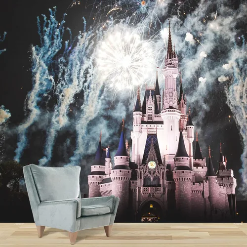 Miniatura 12 de IDEA4WALL Adhesivo mural removible para pared, cielo azul, castillo mágico místico, fantasía y ciencia ficción, arquitectura, fotografía, arte