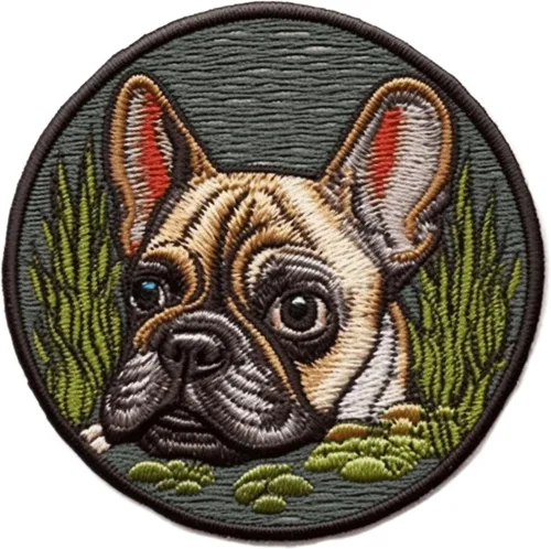 Parche de perro Bulldog francés de 3 pulgadas, aplique sublimado bordado para ropa, chaleco de ropa, bordado decorativo para coser, emblema de