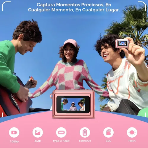 Miniatura 2 de HOTU Mini cámara digital con llavero, mini cámara Y2K de tamaño bolsillo, cámara pequeña de 2 MP 1080P con tarjeta de 8 GB, grabadora de video
