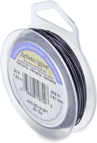 Miniatura 98 de Artistic Wire, alambre para manualidades de calibre 22 bañado en plata, resistente a las manchas, color cobre, blanco, 9,1 m