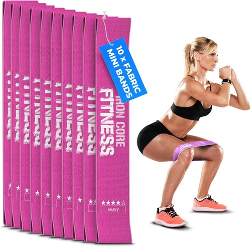 Miniatura 8 de Fabric Mini Resistance Bands Sets for Trainers, Bootcamp, Gym for Men and Women in Fun Colors - Ebook, Videos and Workout Chart Included by Iron