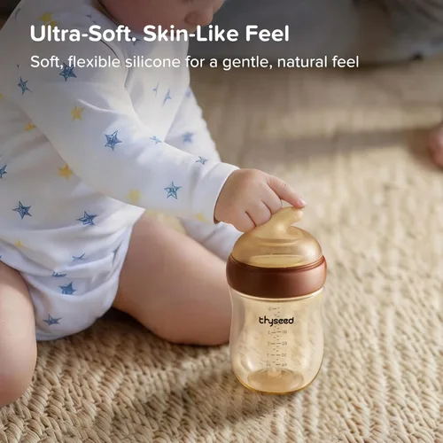 Miniatura 7 de Thyseed Biberones naturales anti-cólicos de PPSU para bebés Botella de lactancia tipo seno para bebés amamantados con pezón (2-3 meses), 5 oz, 1