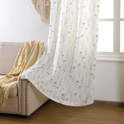 Miniatura 5 de naturetalk Cortinas de privacidad con patrón floral mixto, no se transparentan, cortinas lisas y sedosas con ojales plateados antiguos en la parte