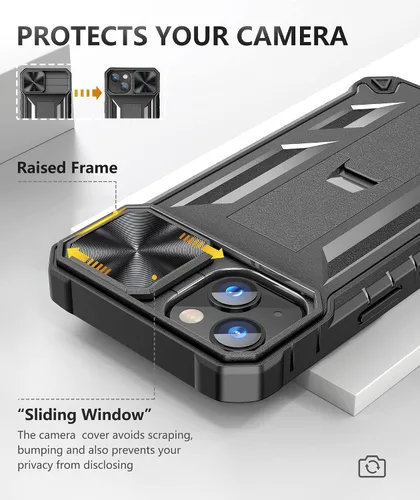 Miniatura 2 de SOiOS Funda resistente para iPhone 13 Mini y 12 Mini: con función atril y diapositiva 13 mini 12 mini, funda protectora para teléfono celular
