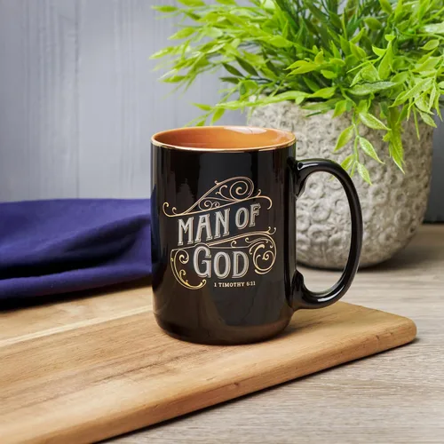 Miniatura 5 de Christian Art Gifts Taza grande de cerámica inspiradora con escritura bíblica para café y té para hombres: Versículo bíblico que anima al hombre