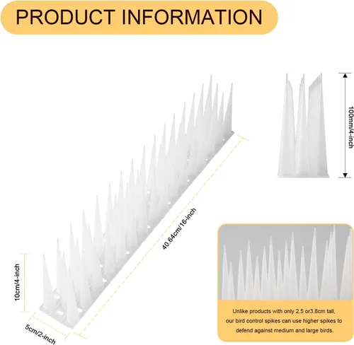 Miniatura 5 de OFFO Bird Spikes - Picos de paloma para exteriores para gatos que mantienen a los pájaros, mapache, pájaro carpintero, 20 pies (20.0 ft), blanco
