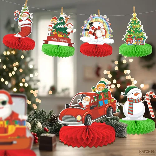 Miniatura 5 de KatchOn Centros de mesa de Navidad para mesas, paquete de 9, decoraciones navideñas para interiores, decoración tradicional de nido de abeja