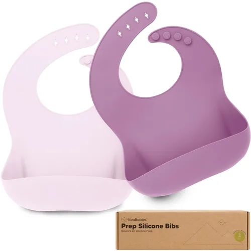 Miniatura 20 de KeaBabies Paquete de 2 baberos de silicona para bebés, niñas y niños, baberos resistentes de grado alimenticio para comer, atrapa alimentos grandes