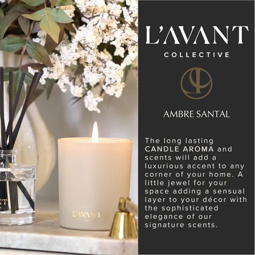 Miniatura 6 de L'AVANT Collective Ambre Santal - Vela perfumada de lujo, cera de soja y coco, no tóxica, 40 horas de tiempo de combustión, vela para decoración