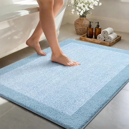 Miniatura 63 de Alfombras de baño de 17 x 24 pulgadas, antideslizantes, lavables, color gris, para bañera, tapete de baño para baño, tapete suave y absorbente