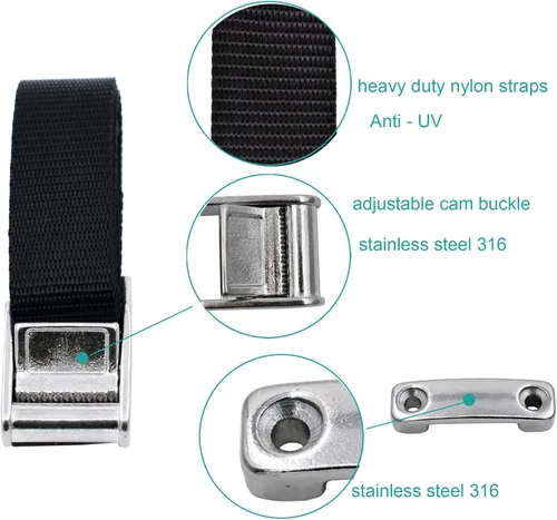 Miniatura 3 de YYST Kit de amarre para enfriador, correas mejoradas compatibles con Yeti RTIC Igloo Coleman Coolers W SS 316 y bucle de cubierta 316 para mantener