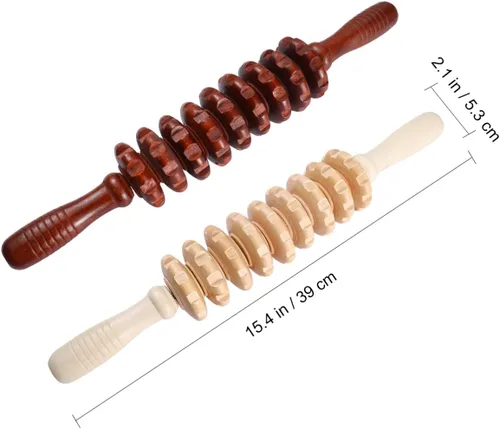 Miniatura 9 de Rodillo masajeador de madera, masaje de mano, punto gatillo, masajeador manual de palo muscular