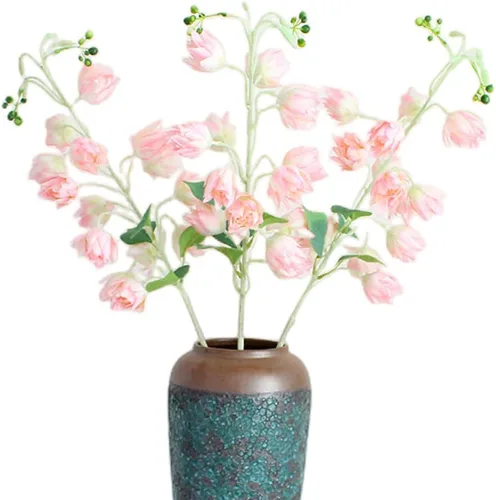 Miniatura 10 de XZJMY 3 piezas de flores artificiales de seda de arándano para exteriores, plantas falsas de plástico sintético para decoración de oficina en casa