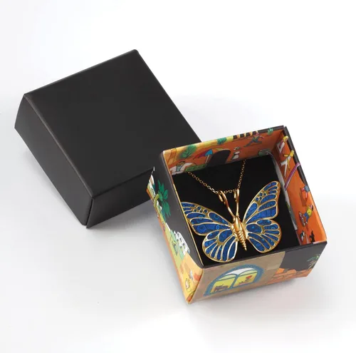 Miniatura 3 de Collar de plata de ley 925 chapado en oro grande de mariposa para mujer colorido hecho a mano arcilla de polímero colgante hecho a mano, cadena