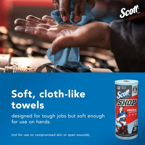 Miniatura 7 de Scott Original (75130) - Toallas para taller, azules, 1 rollo por paquete, 30 paquetes por caja