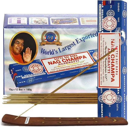 Miniatura 19 de TRUMIRI Paquete de soportes para incienso con varillas de incienso Satya Sai Baba Nagchampa de 3.53 oz (100 g) - Paquete de 1