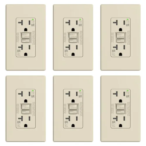Miniatura 24 de ELEGRP Salida GFCI para Exteriores, Receptáculo GFI Eléctrico de Autoprueba de 15 Amperios con Diseño Más Delgado, Receptáculo GFCI Resistente a